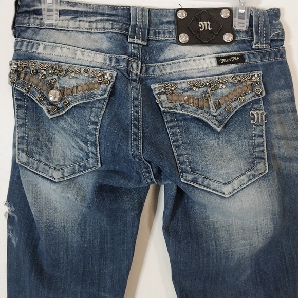 Miss Me Size 28x34 Distressed Dr Blue Denim - Picture 11 of 14